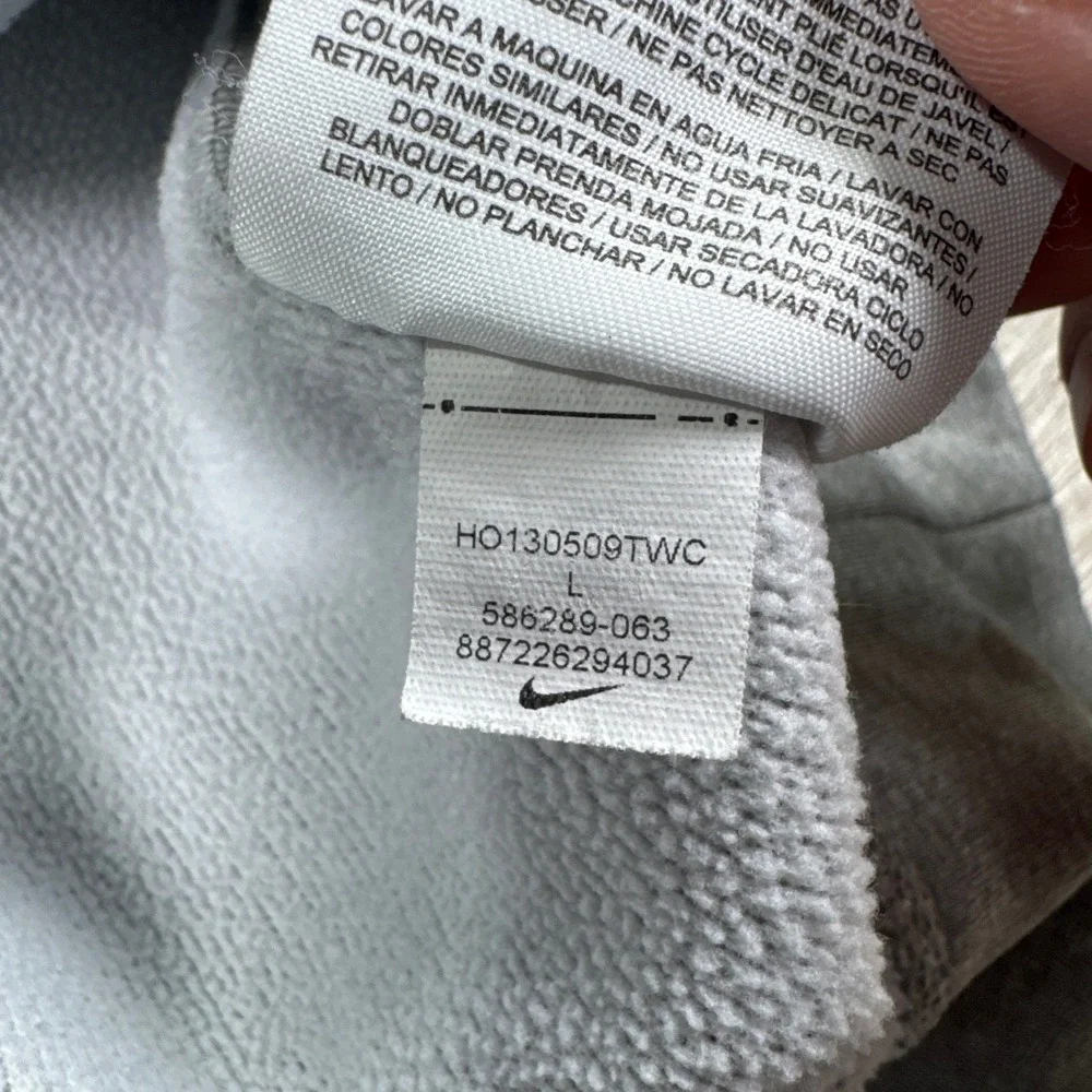 Nike Mens Hoodie Therma-FIT Pullover Gray Blue Large Swoosh Graphic Sweatshirt
